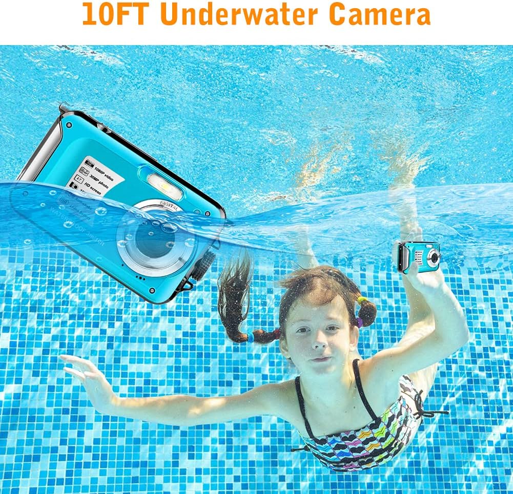 Yifecial Waterproof Camera 10FT Underwater Camera 30MP 1080P HD Video Resolution 16X Zoom Waterproof Digital Camera for Snorkeling,Vacation(Blue) : Electronics
