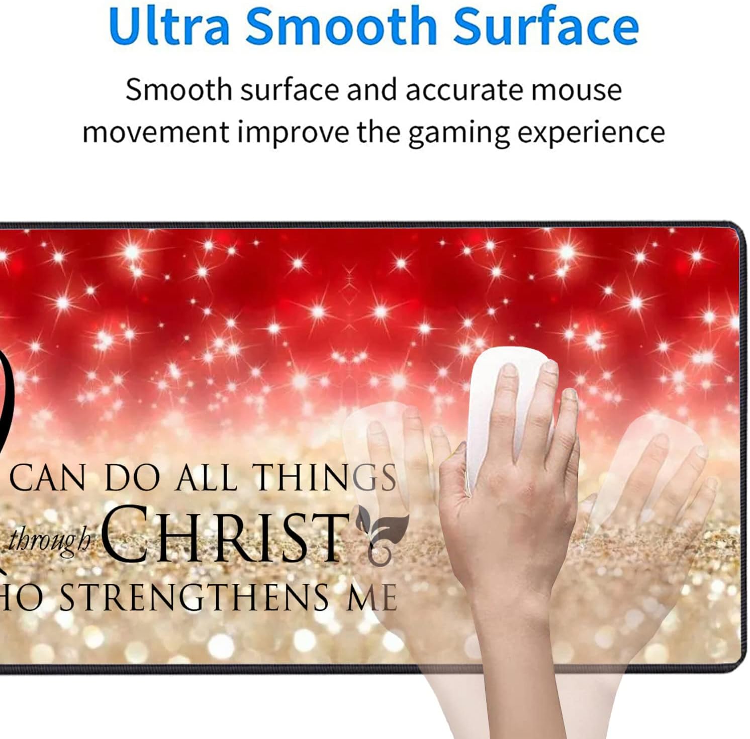 Large Gaming Mouse Pad, Keyboard Wrist Rest pad + Mouse Wrist pad + Coaster Set Extended Waterproof Non-Slip Table mat Suitable for Home Office Learning Games - Bible Verse Pink Philippians 4-13