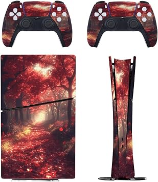 Skin for PS5 Slim Digital Edition, Sticker Cover for PlayStation 5 Console and Controller, Easy Removable Protective Film Skin Wrap Game Accessories Decal Full Cover - Forest Road