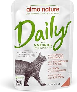 Almo Nature Daily Adult Cat Complete No Gluten Wet Food with Tuna and Salmon - (Pack of 30 x 70g Pouches) product image