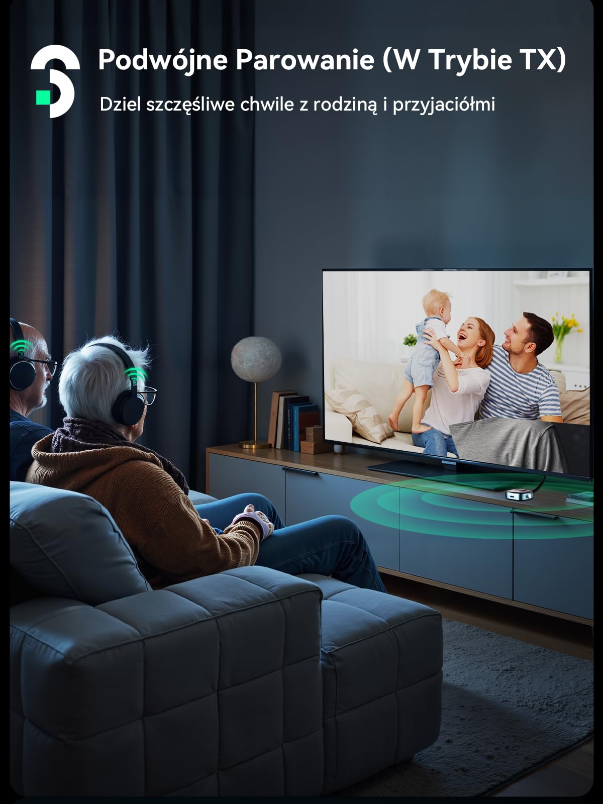 SOOMFON Odbiornik nadajnika Bluetooth 5.3 z gniazdem 3,5 mm z ekranem LCD, podwójne parowanie, adapter Bluetooth AUX 13H, bezprzewodowy nadajnik audio 2 w 1, do samolotu, telewizora, słuchawek