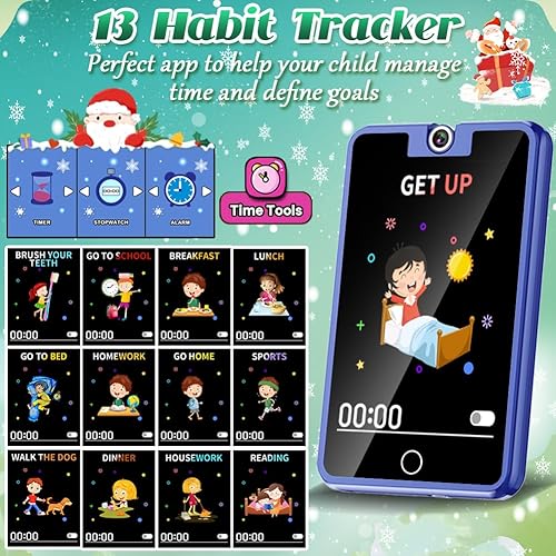 Miniatura 6 de Teléfono inteligente para niños con cámara giratoria 28 juegos, rastreador de hábitos, pantalla táctil HD, podómetro, reloj despertador, reloj