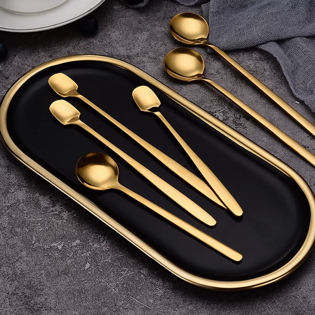 Cucharas de Café, Té 12 unids / set Copia de café Acero inoxidable Mini cucharaditas de oro Postre cuchara Helado Helado Sopa Cuchara Accesorios de cocina Cuchara para Cocinar，Cuchara de Sopa