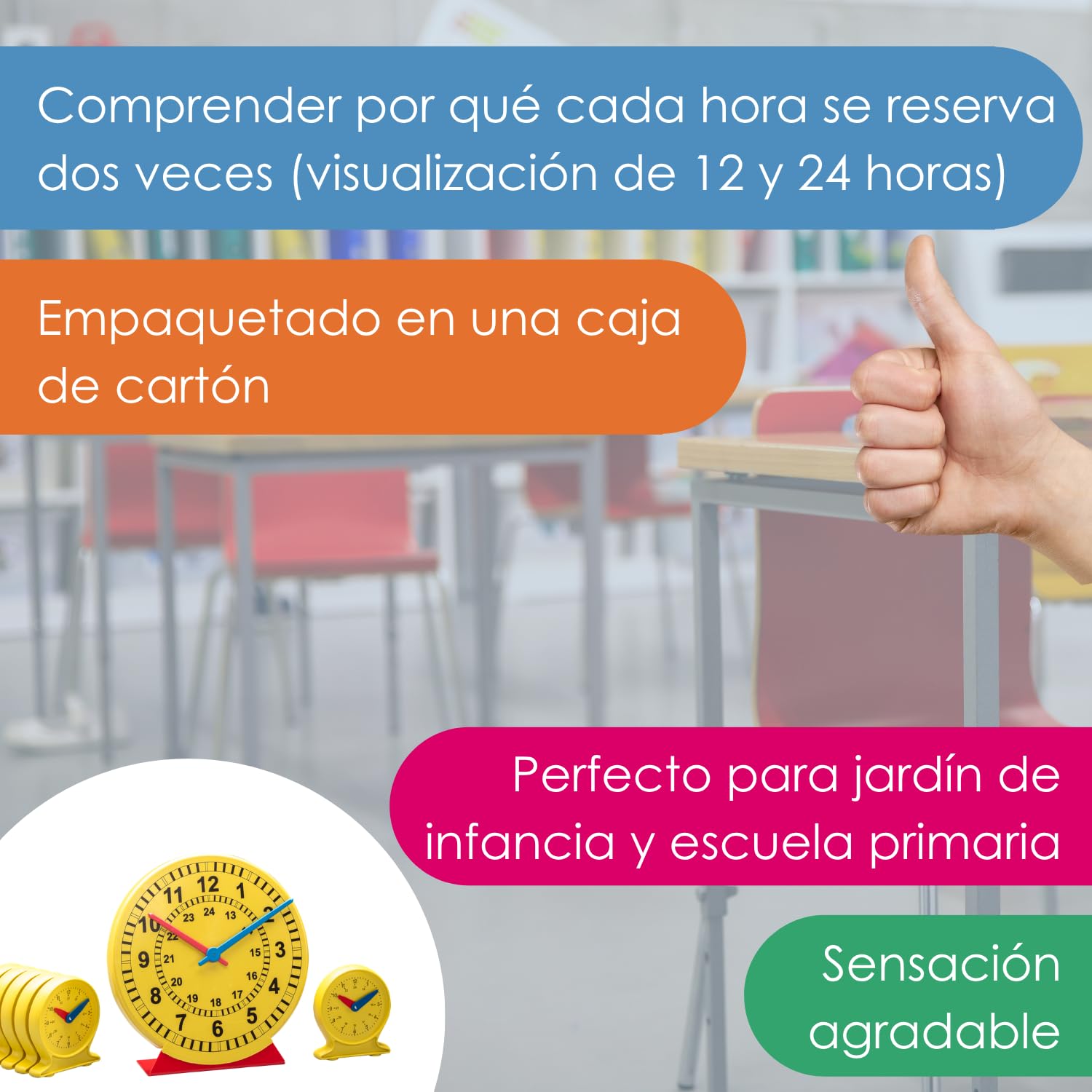 Reloj De Aprendizaje Juego, 25 piezas en caja de cartón