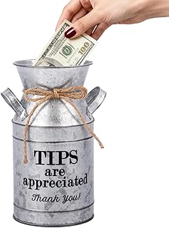 Klmnop Vintage Metal Tip Jar for Money, Tip Bucket for Bartenders, Musicians, Restaurants, Bars, Coffee Shops, Pizzerias, Tips Collection Box(7.48 x 3.54 Inch)