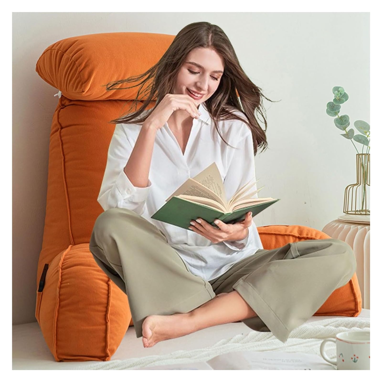 Iulgfsc F Reading Pillow， Large Reading Pillow Detachable, Pillows Or Bed Backrest