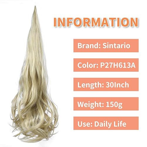 Miniatura 2 de Extensión de cola de caballo larga flexible envolvente de 30 pulgadas, extensiones de cabello sintético rizado para mujer, uso diario (27613)