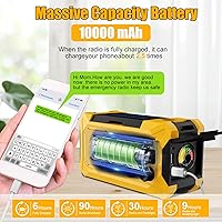 Vista 2 de 10000mAh Emergency Hand Crank Radio with LED Flashlight Yellow Verde