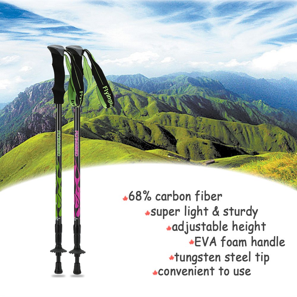 GSP Bastoncini da Passeggio Bastone da Trekking Leggero in Fibra di Carbonio Escursionismo telescopico Regolabile Bastone da Trekking a 3 sezioni per Campeggio e Escursionismo