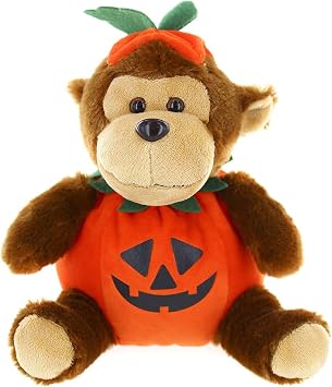 Plush Halloween Teddy Bear with Pumpkin - Soft Toy, Home Decor - Gifts for Kids & Toddler Baby - 9 Inches Halloween Monkey