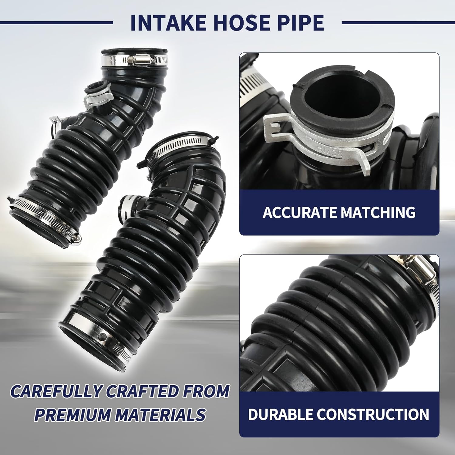 2PCS Intake Hose Pipe Compatible with Infiniti FX37 2013, QX70 2014-2017 3.7L Only Replace 16576-1CZ0A 16576-1CZ1A Left & Right Engine Intake Duct Tube