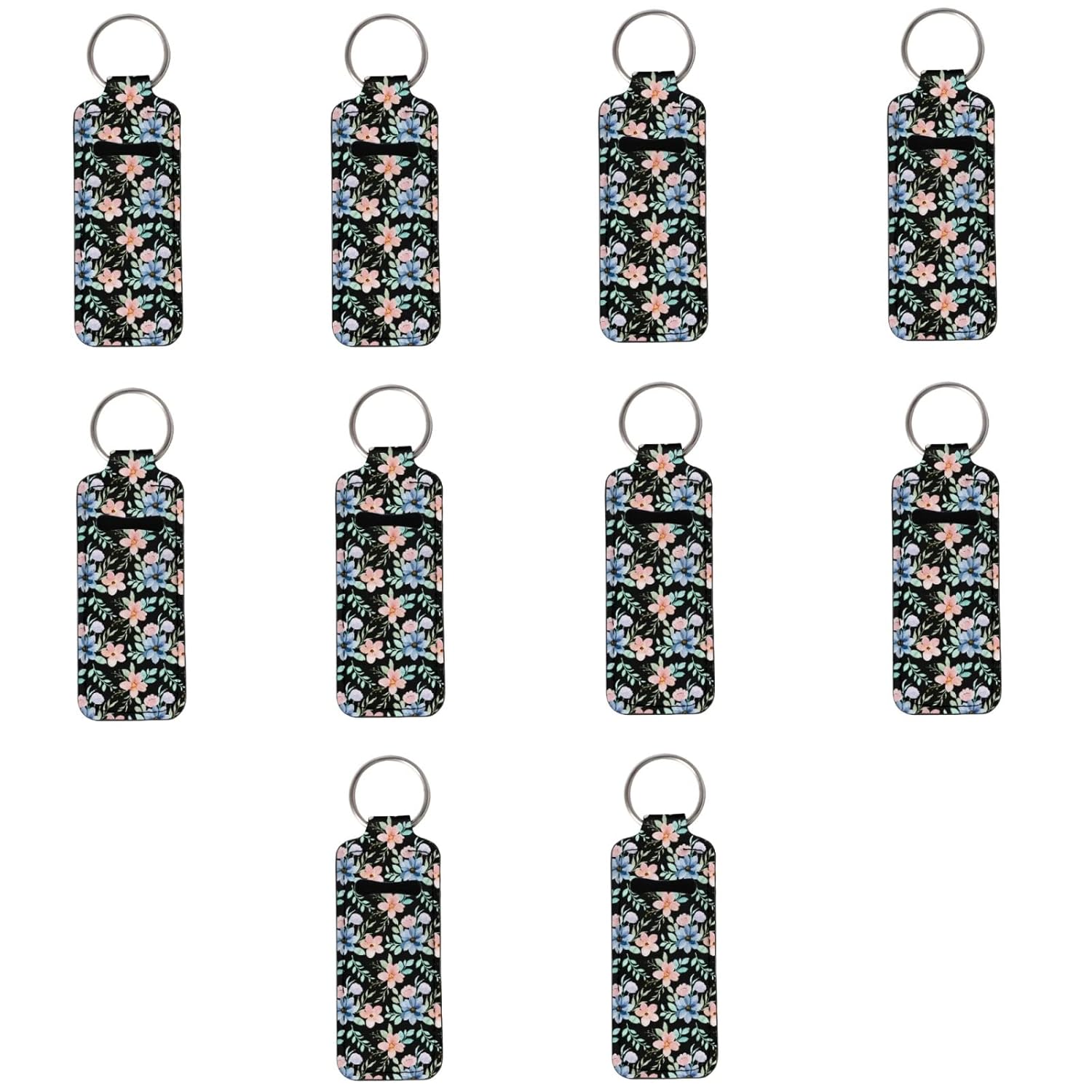 Dreaweet Chapstick Holder Keychain for Women Girls Slim Lipstick Sleeve Hand Wrist Lanyard Key Chain Set of 10