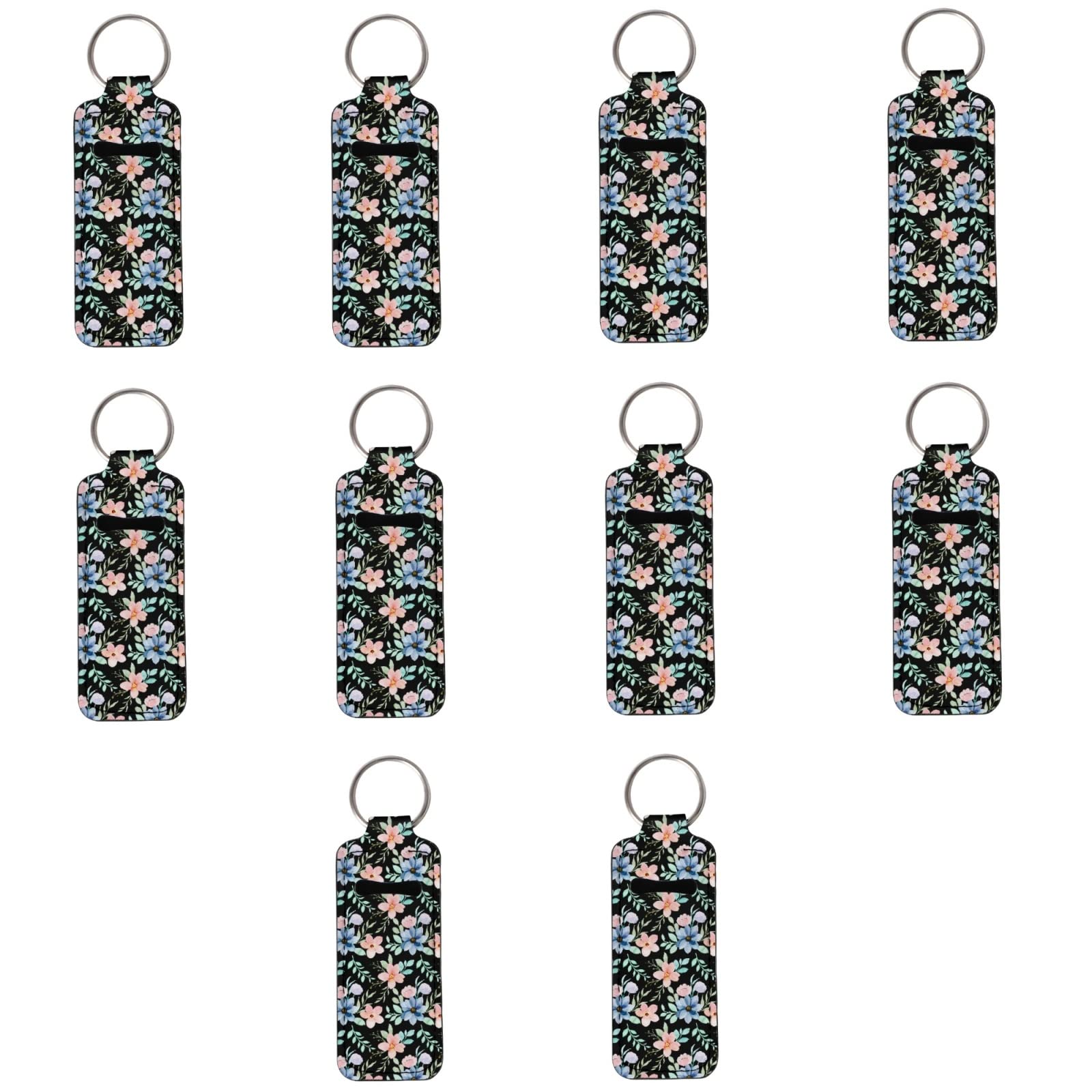 Dreaweet Chapstick Holder Keychain for Women Girls Slim Lipstick Sleeve Hand Wrist Lanyard Key Chain Set of 10
