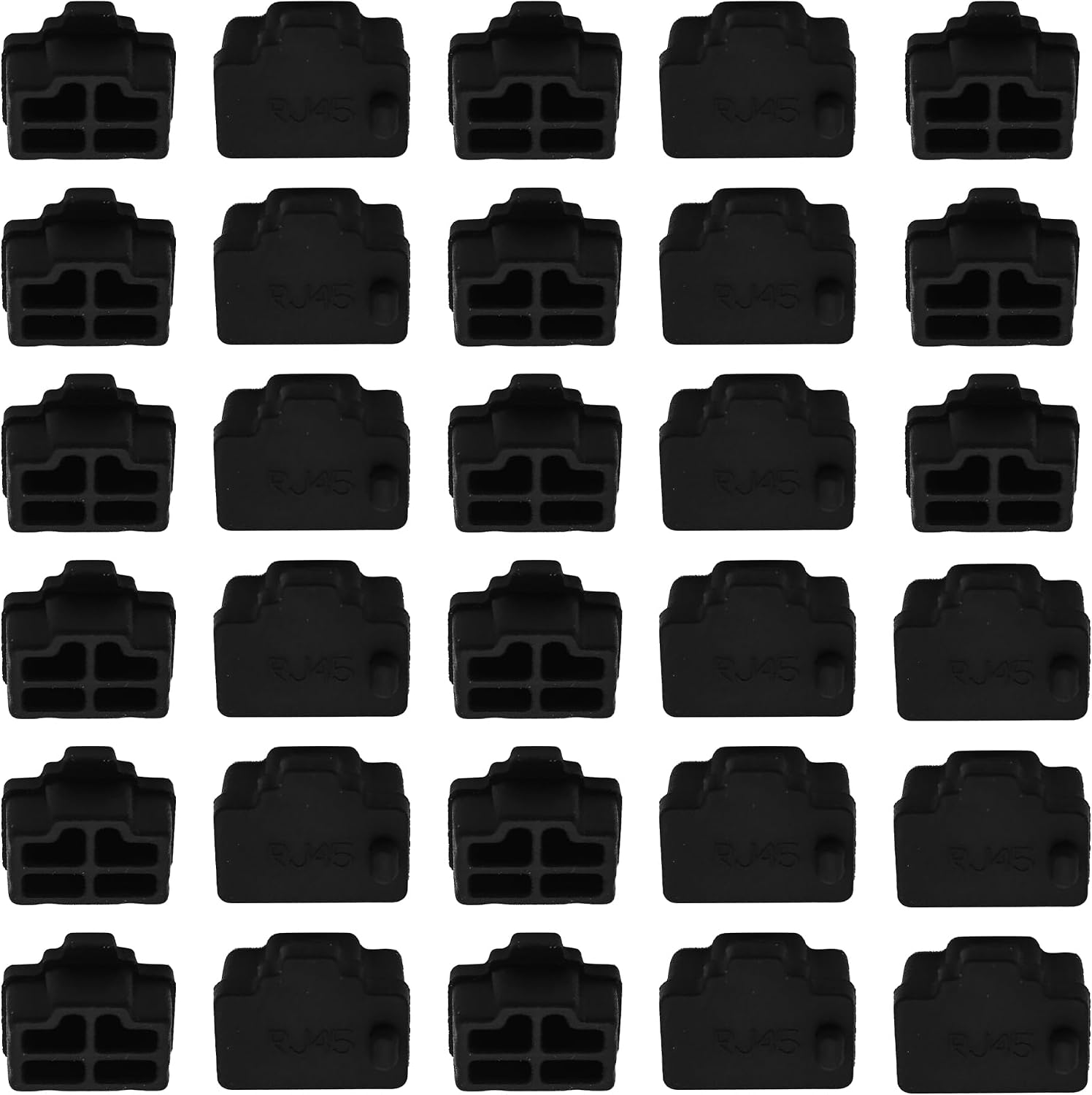 30PCS RJ45 Port Dust Covers, Black Silicone Ethernet Jack Protectors for Network Equipment, Anti-Dust Plugs for Computer Router Switch Unused Ports