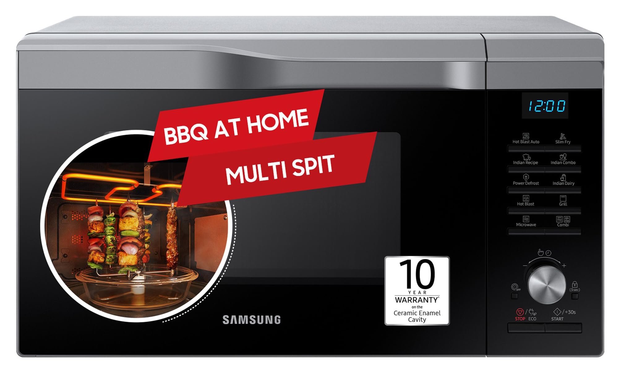 Samsung 28L Convection Microwave Oven (MC28A6035QS/TL, Silver, SlimFry & Hot Blast)