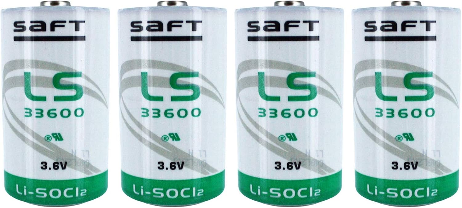 4x SAFT LS33600BA Size D 3.6V/17Ah Lithium Battery for Fleet Monitoring, Tracking Devices for Hunting Dogs, Intrusion Sensors, Invisible Fencing,Smart Utility Metering SAFT MFG PN 700071