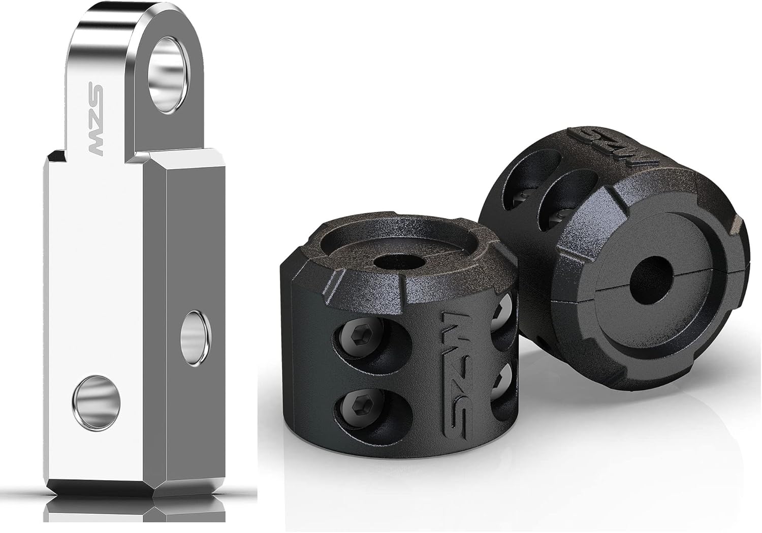 MZS Shackle Hitch Receiver + 3/4" D Ring Shackles for Off-Road Truck SUV 4x4 Vehicle Towing Recovery - Black