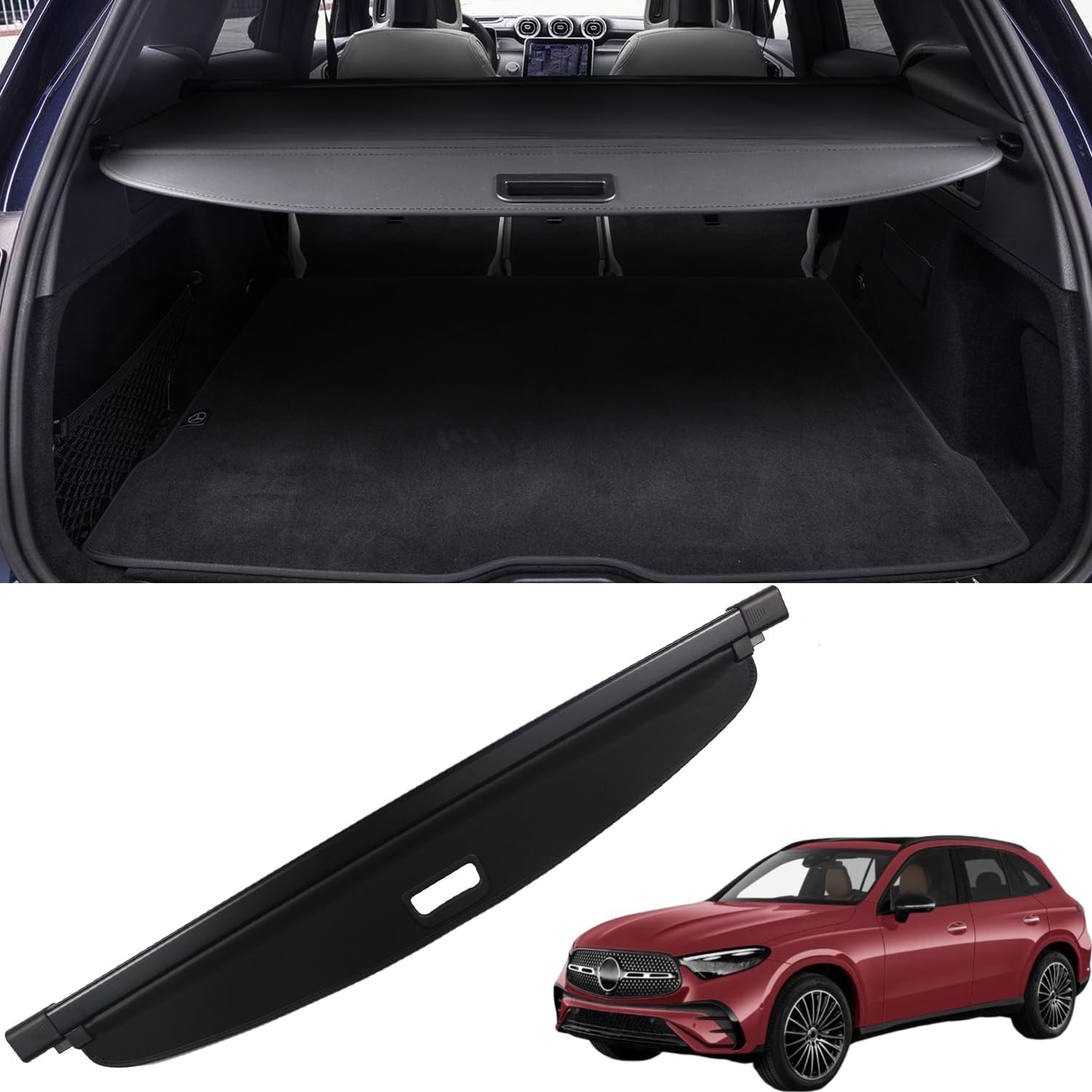 Marretoo Cargo Cover for Benz GLC 2023 2024 2025 for Mercedes-Benz GLC Class Accessories Black Retractable Trunk Cover Security Shield Shade