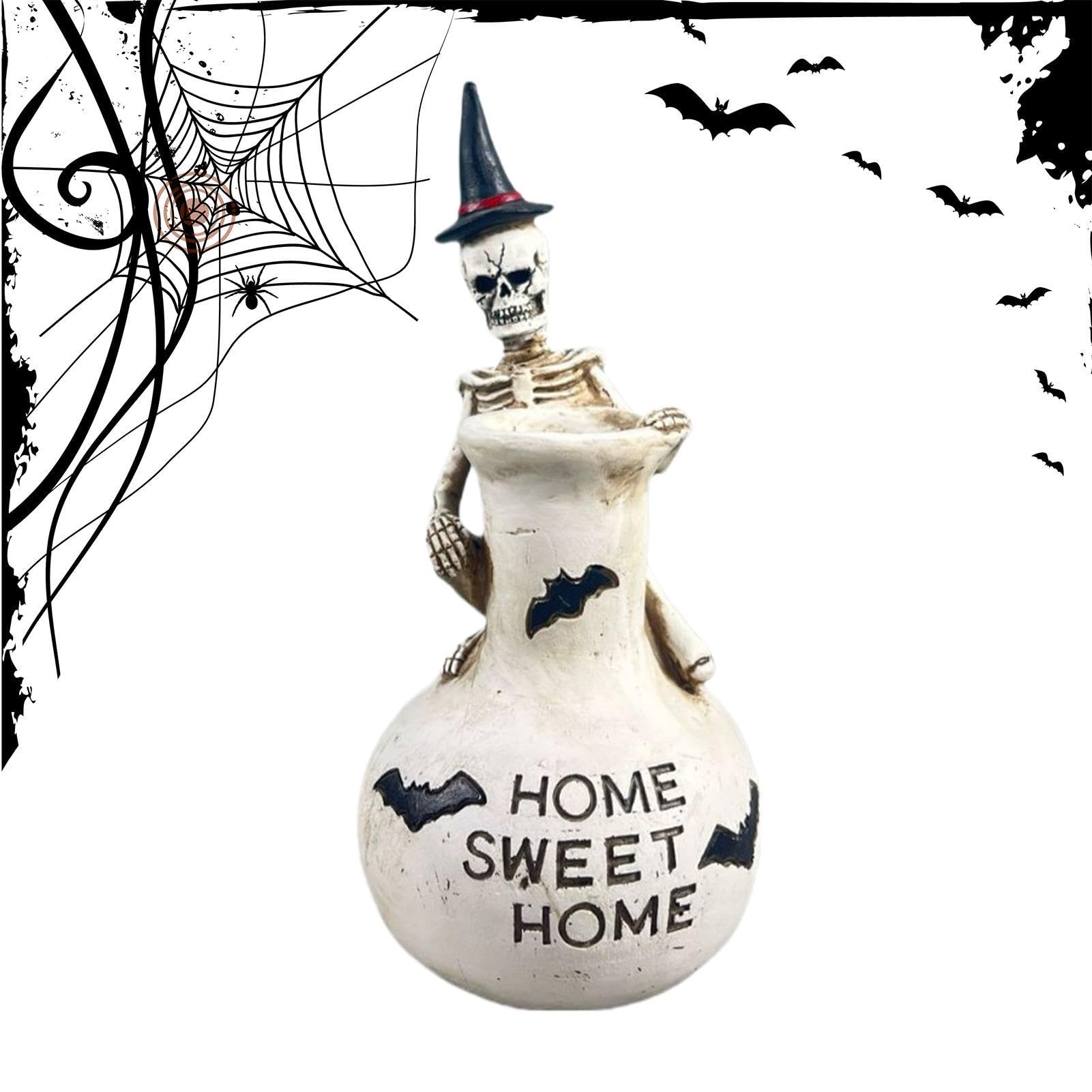 Estatua portavelas de calavera gótica para regalar en Halloween