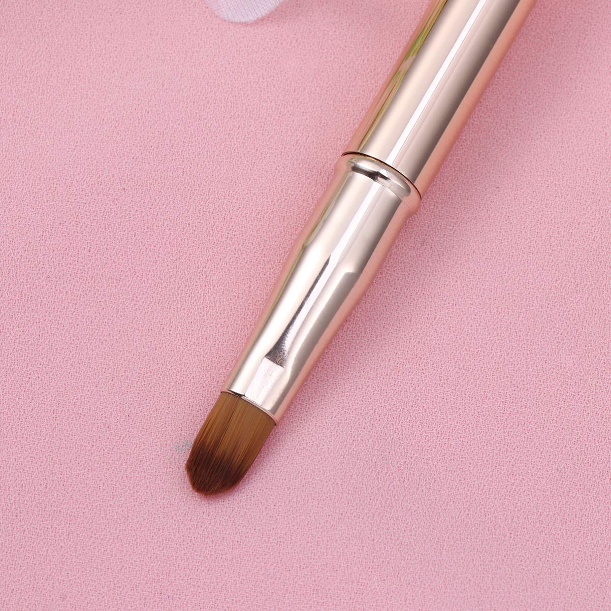 Retractable Lip Dual End Lip Makeup Brush Applicators with Lid Lipstick Eyeshadow Makeup Brush Golden