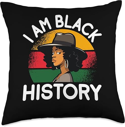 I Am Black History African American Black Pride History Month African American Black Empowerment Throw Pillow, 18x18, Multicolor