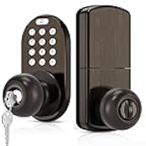 Keyless Entry Keypad Door Knob Lock, Upgraded Electronic Smart Digital Lock for Front Doors, Bedroom, Auto & One-Touch Locking, Easy Installation (Oil Rubbed Bronze)