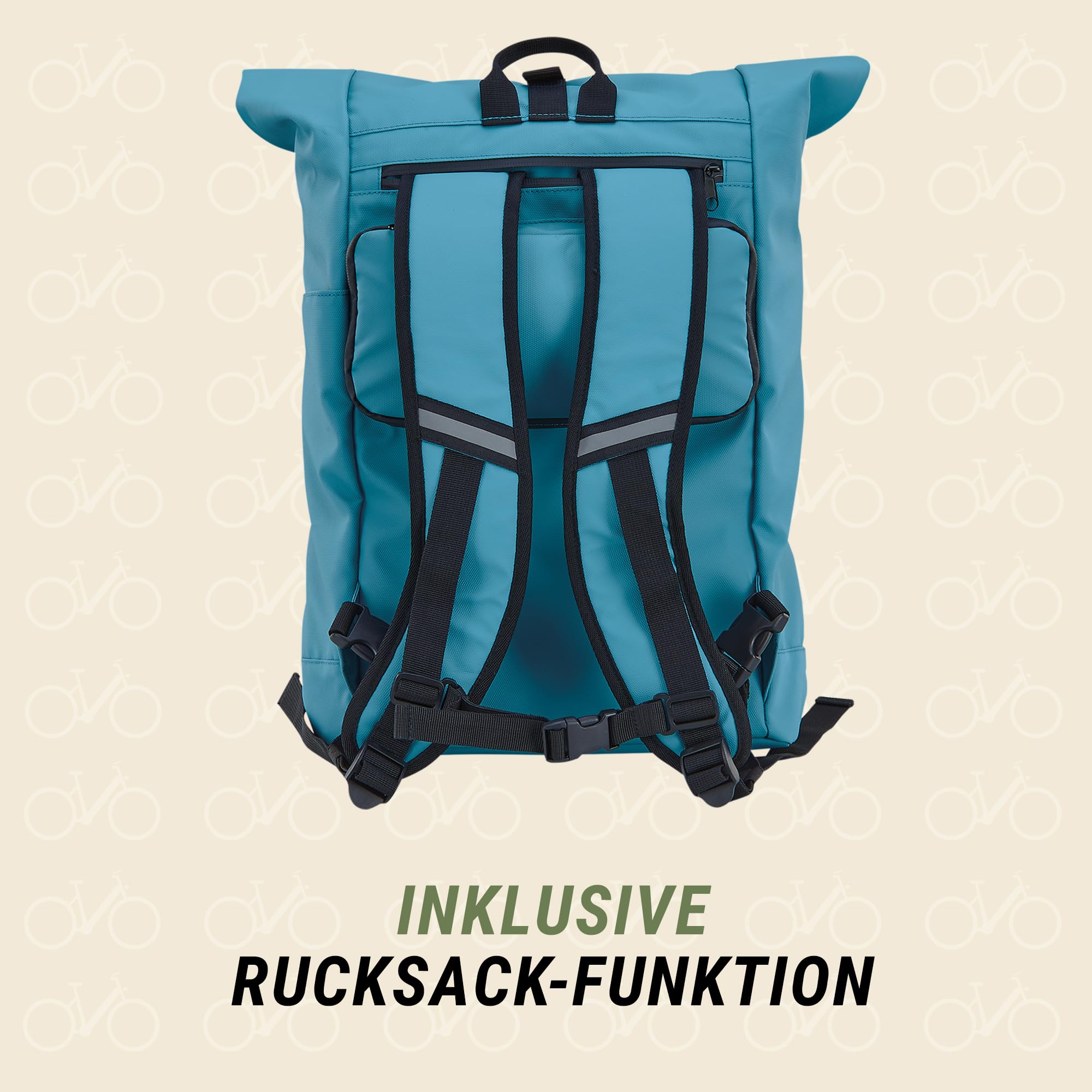 Prophete Seitenpacktasche/Rucksack 16L – wasserdichte Fahrradtasche mit Rucksackfunktion, 29 x 40 x 14 cm, vielseitige Gepäckträgertasche, Farbe: blau