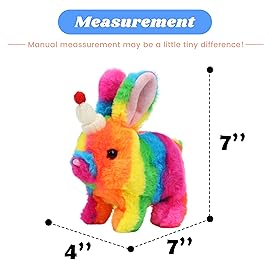 Hopearl Hopping Rabbit with Hat Interactive Electronic Pet Plush Bunny Toy with Sounds and Movements Animated Walking Wiggle Ears Twitch Nose Gift for Toddlers Birthday, Rainbow, 7\'\'