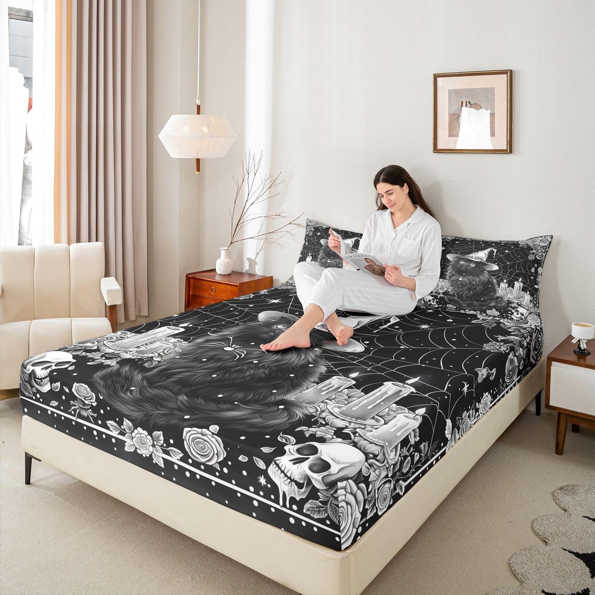 Homemissing Gothique Chat Drap Housse 180x200cm