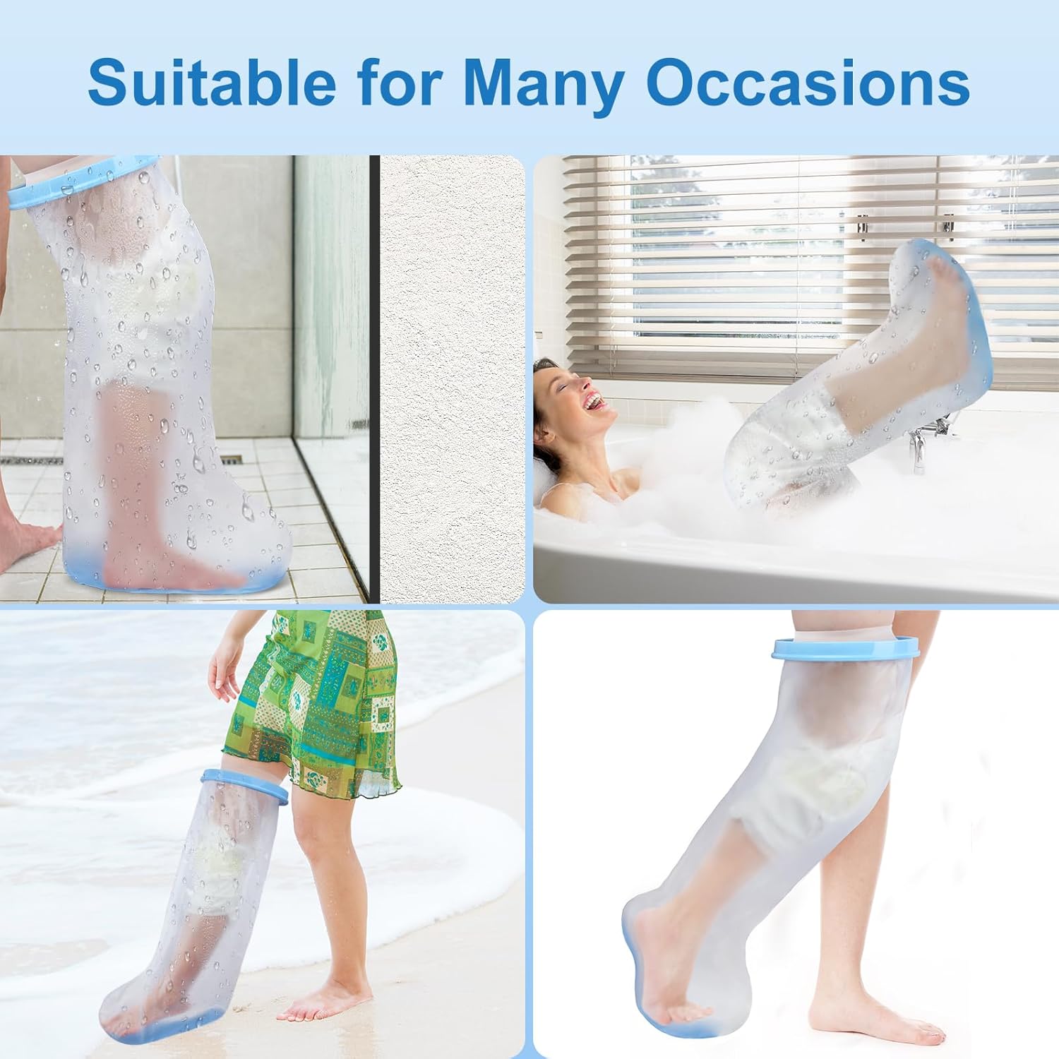 Extra Wide -Waterproof Leg Cast Cover for Shower Adults, Extra Large——Leg Shower Cover with Non-Slip Bottom, Watertight Foot Protector for Plus Size Adults Surgery Shower Boot