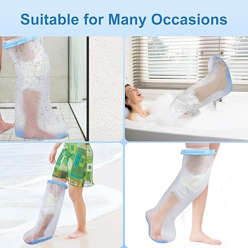 Miniatura 5 de Extra ancha - Funda impermeable para piernas para adultos de ducha, extra grande cubierta de ducha para piernas con parte inferior antideslizante,