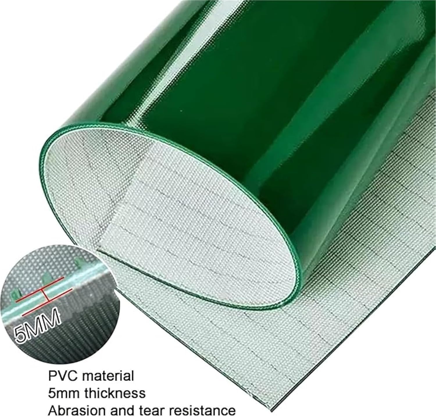 Correa industrial de PVC verde para procesamiento de alimentos, fabricación y líneas de montaje, cinta transportadora flexible de 70 x 360 cm para uso pesado