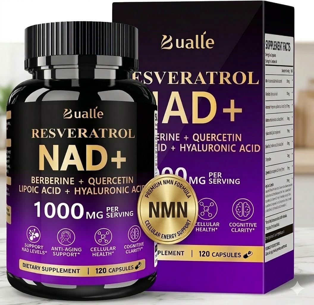 NAD Supplement, Liposomal NAD Resveratrol Supplement Contains Berberine, Alpha Lipoic Acid,Hyaluronic Acid & Quercetin - Support Anti-Aging, Longevity, Cellular Energy, NMN Alternative -120 Capsules