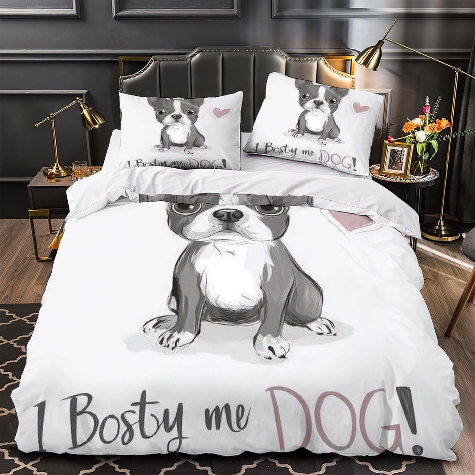 Parure de lit motif chien en 3D pour une chambre d'ado ou d'adulte cosy