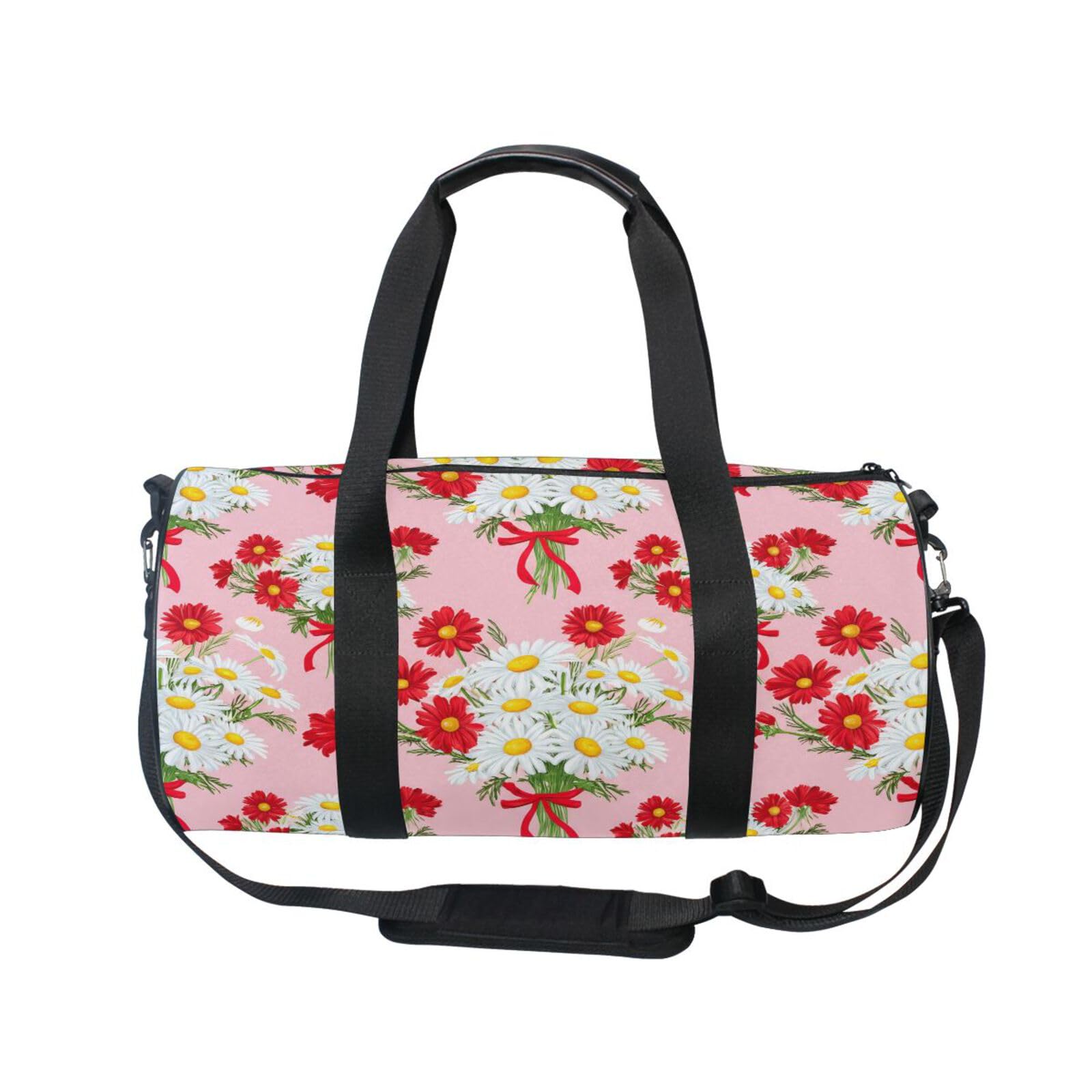 BOESI Doodle Daisy Bouquet Travel Gym Bag, Lightweight Sports Bag, Hand-carrying and Shoulder-carrying, Suitable for Men and Women