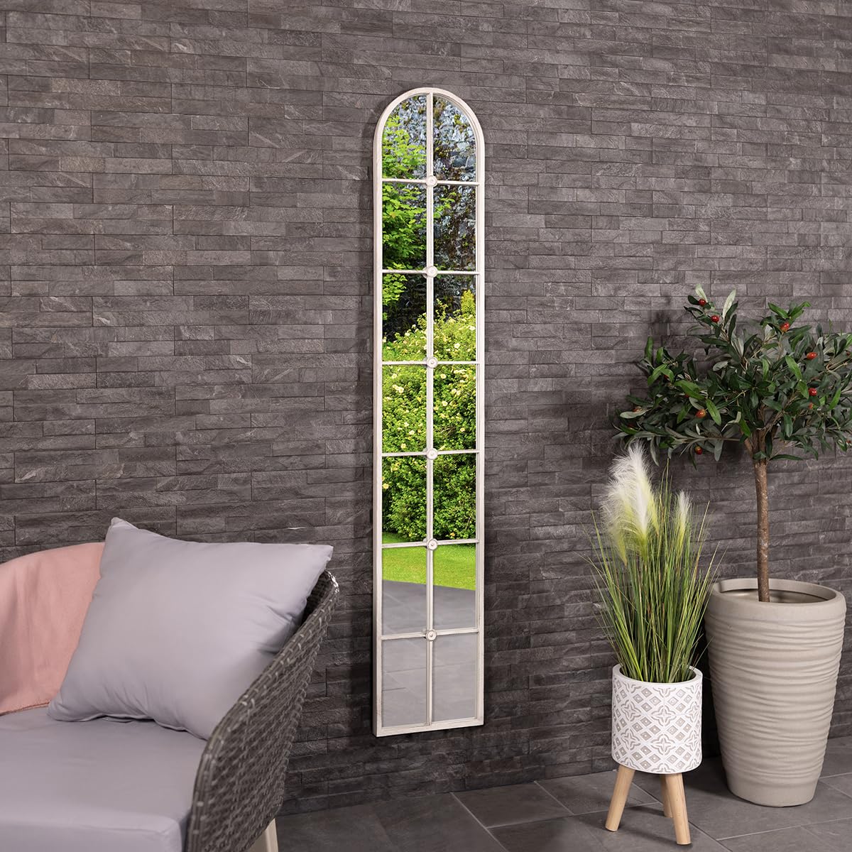 Charles Bentley San Marino Antique White Arched Wall Mirror
