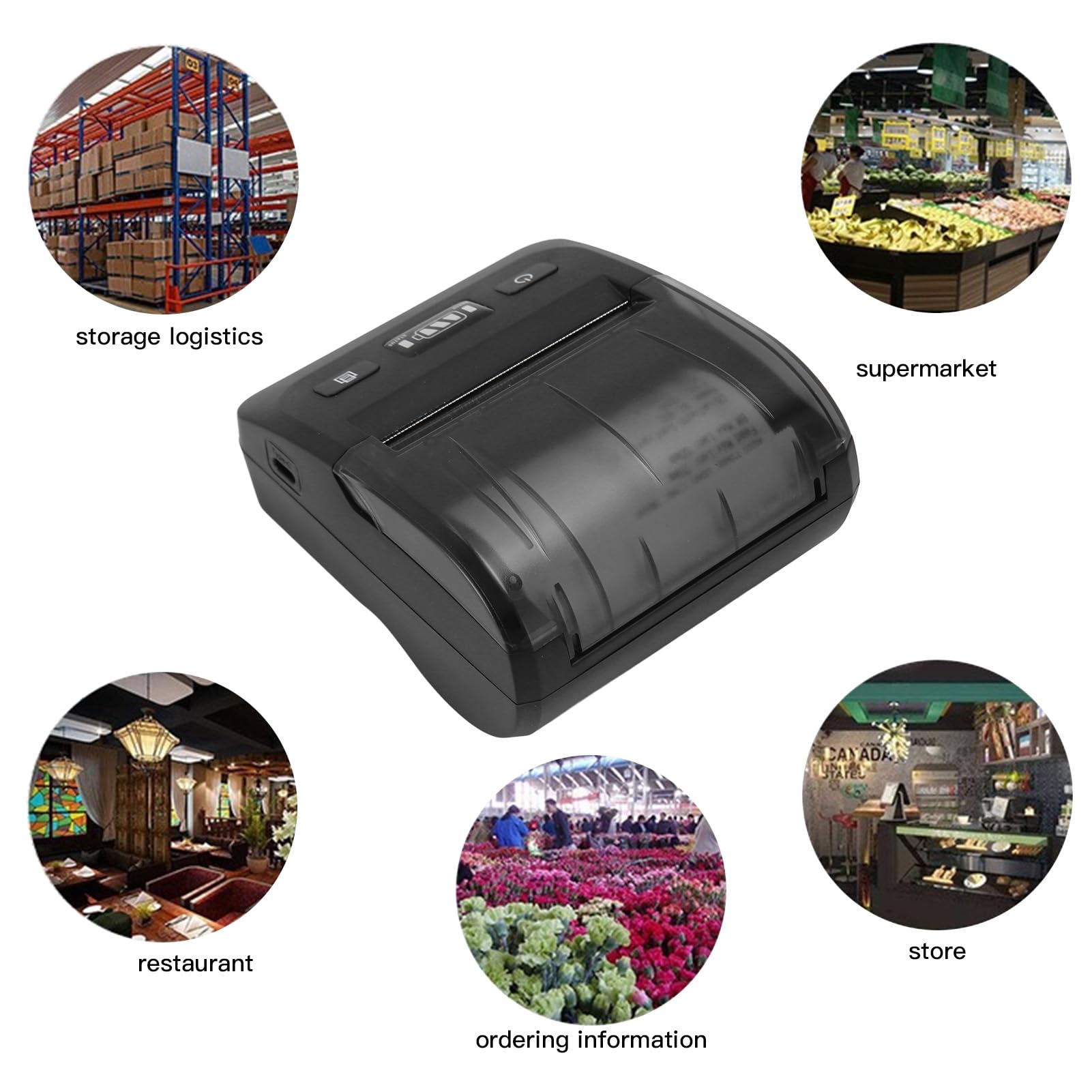 Termiczna Drukarka pokwitowań Bluetooth, Drukarka Termiczna 80 Mm, Obsługa ESC POS, Drukowanie z dużą prędkością, Drukarka pokwitowań Bill POS, Drukarka Etykiet Wysyłkowych, dla