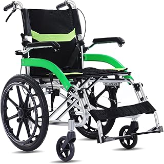 Ultra Lightweight Transport Wheelchair for Adults Comfortable Folding Wheelchair for Seniors Self-propelled Wheelchair with Swing-Away Footrests and Flip-Back Arms