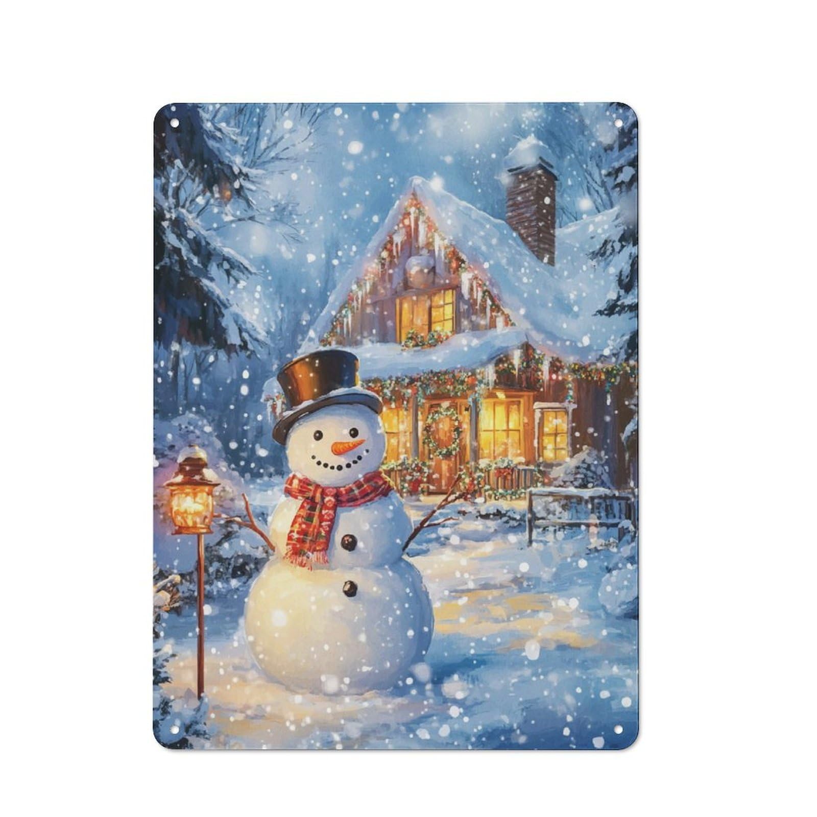 Junmoney Snowman By Cozy Cottage Industrial Metal Sign With Design 40X30cm, Modern Retro Loft Wall Plaque For Workspace, Cafe, Hallway Or Garage