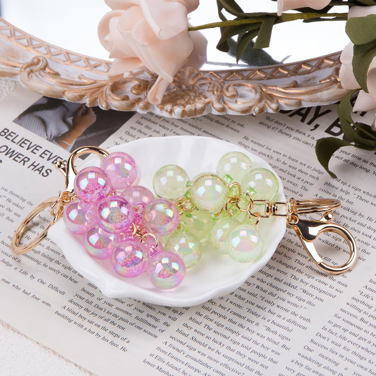 SaiDian 2Pcs Adorable Grape Bag Charm Keychain Cute Keychains for Handbags and Car Decor Fruit Purse Charm Personalizing Accessories - Image 7