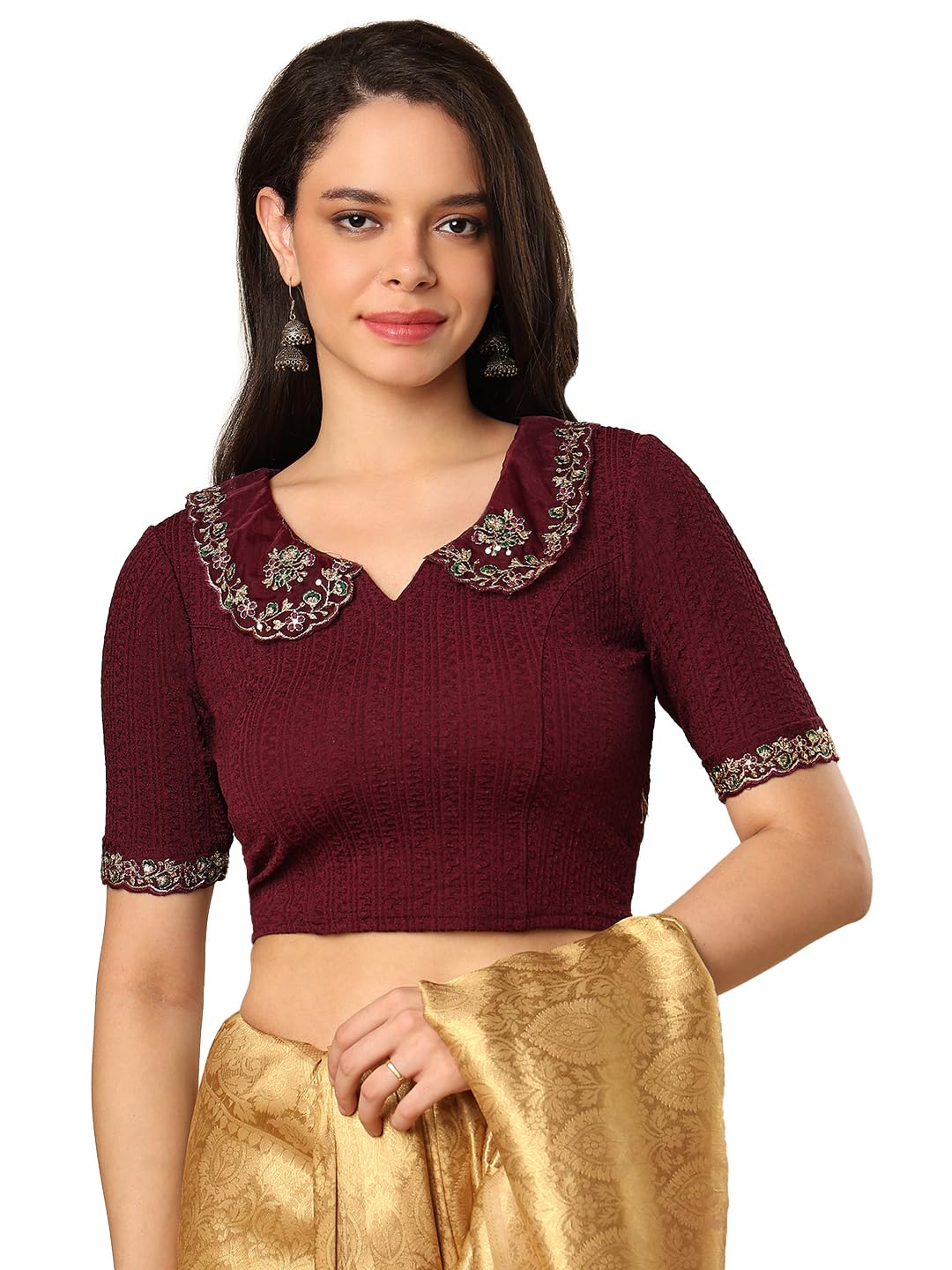 salwar studio Embroidered Non Padded Stretchable Saree Blouse-picture-25