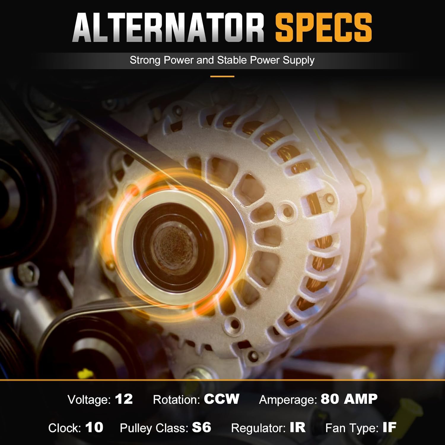 New 80AMP Alternator 2.3 2.3L Fit for Honda Accord 1998-2002, for Acura CL 1998-1999 Replace # AND0145, 101211-9990, 31100-PAA-A01, 9762219-101