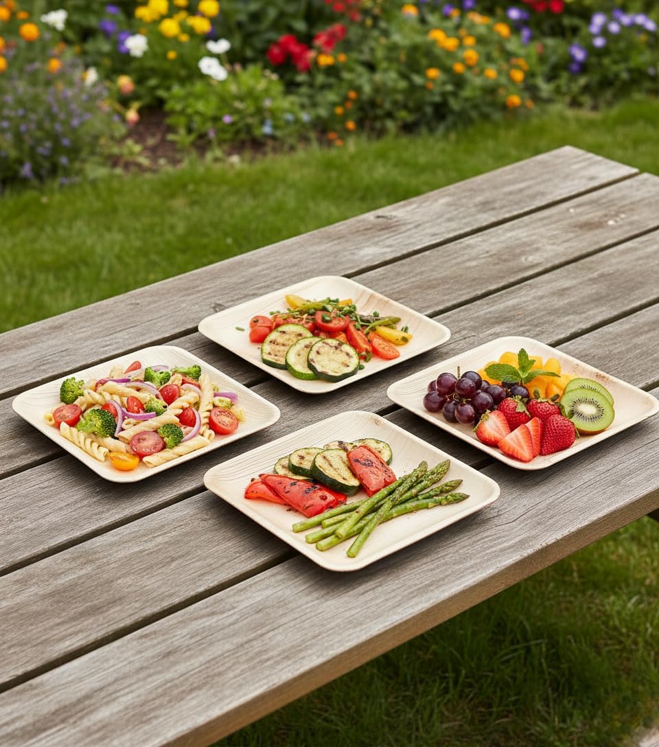 Charity Leaf Compostable 10" Square Palm Leaf Dinner Plates (50-pack) | Premium, 100% Natural, Disposable, Heavy Duty | Perfect for Parties, Weddings & Catering Events - Image 6