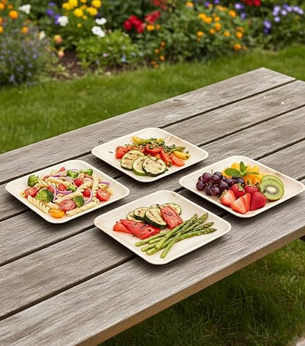 Miniatura 6 de Charity Leaf Platos de hoja de palma compostables de 10 pulgadas cuadradas (paquete de 50)  Premium, 100% natural, desechables, resistentes