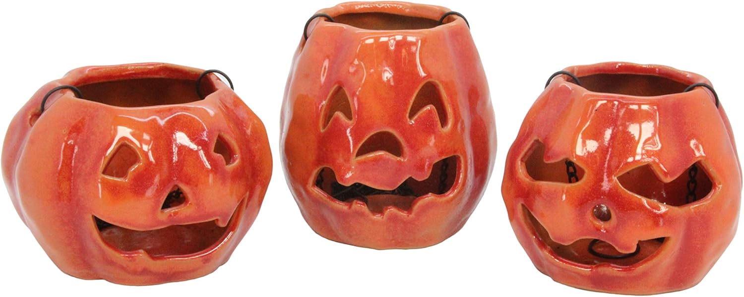 Gisela Graham Pumpkin Tealight Holder Set