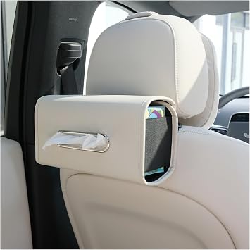 Car Tissue Holder, Ompellus Premium PU Leather Tissue Box Holder for Car Seat Back, Extra Large Tissue Box Cover Rectangle Fits for Regular Size Tissues Beige