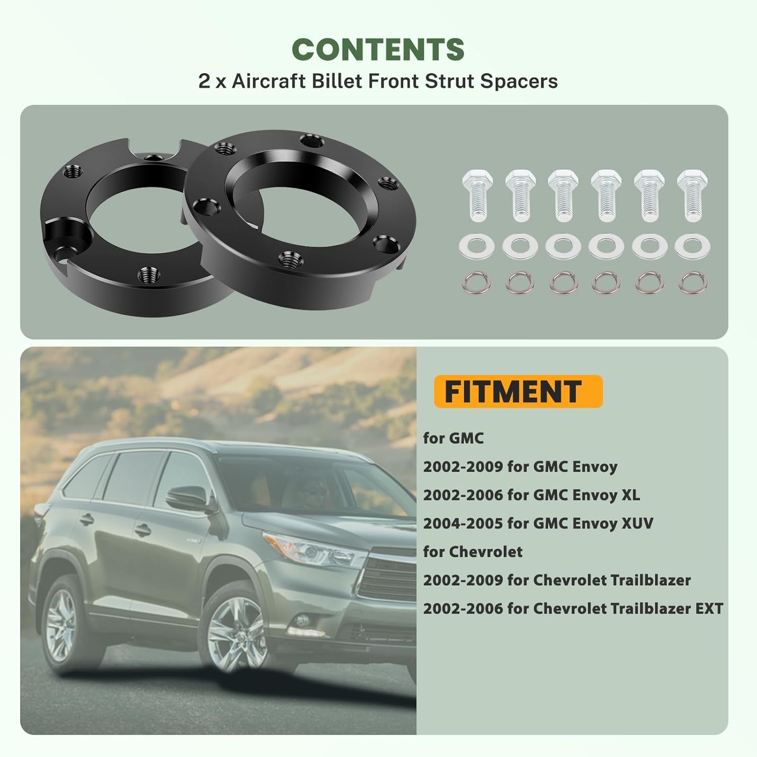 SCITOO 3" Front / 1.5" Rear Leveling lift kits Compatible for GMC Envoy 2002-2009,Envoy XL 2002-2006,Envoy XUV 2004-2005,for Chevrolet Trailblazer 2002-2009