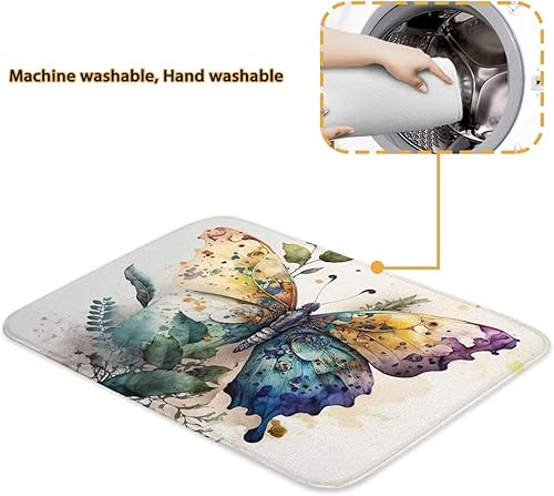 Miniatura 5 de Tapete de drenaje con diseño de mariposa para escurridor de platos, tapete de microfibra absorbente para secado de platos, almohadilla suave