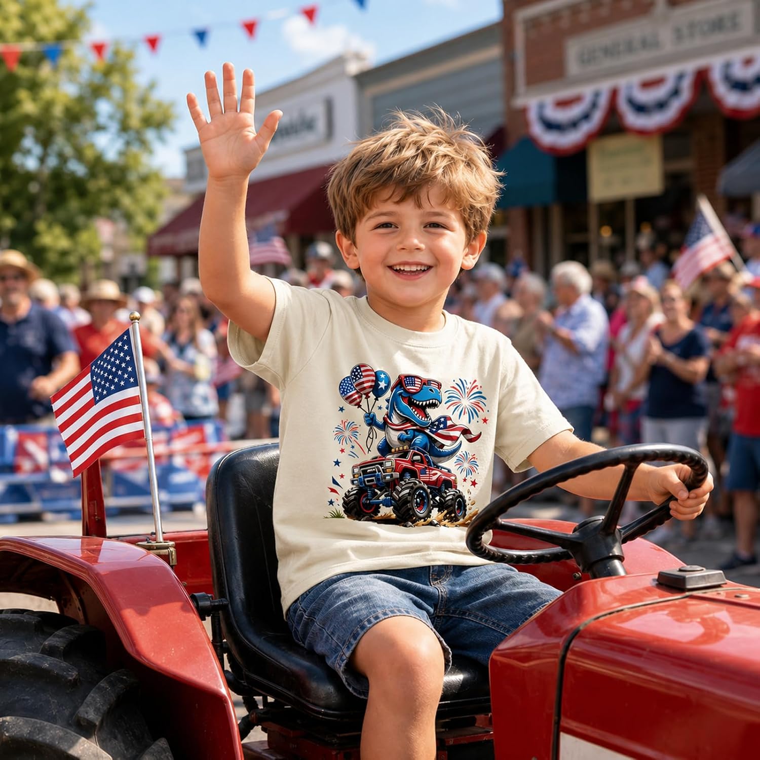 4th of July Shirts Toddler Boys Girls American Flag,Bow, Monster Truck Top Kids Patriotic Tee Independence Day Outfit 3-8T