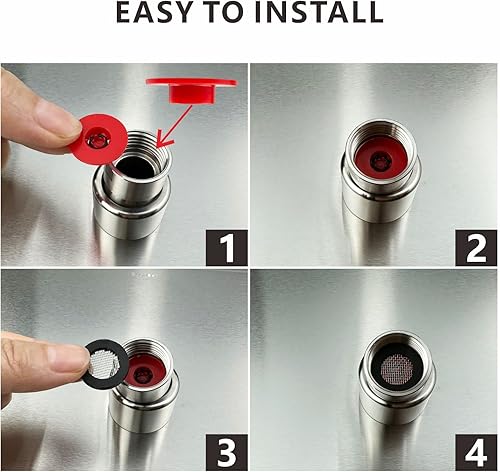 Miniatura 6 de Voolan Juego de restrictores de flujo de ducha  Piezas de repuesto de cabezal de ducha fijo -1.8 y 2.5 GPM limitador de flujo + 2 juntas de filtro +